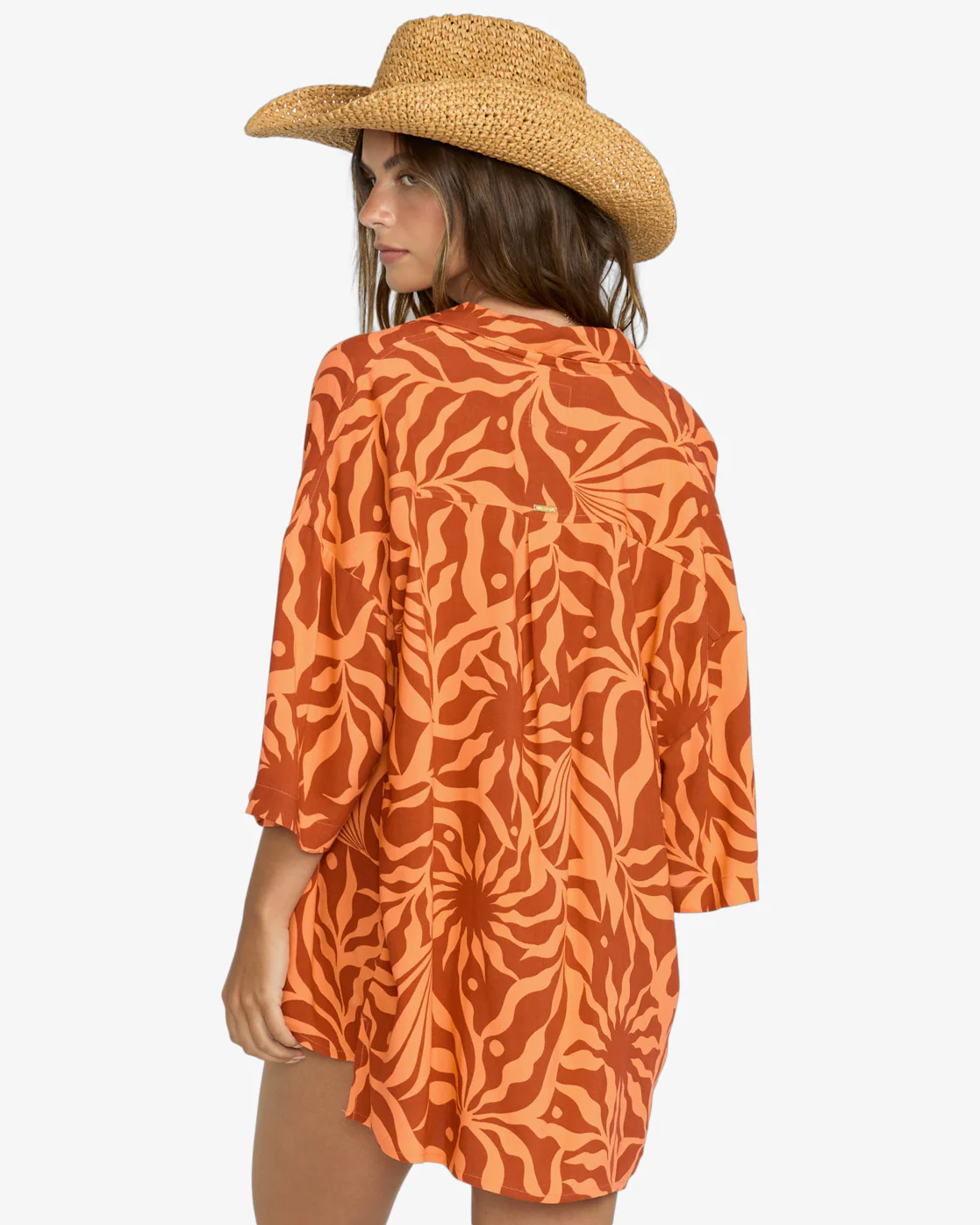 Billabong Beach Side Printed Short Sleeve Woven Shirt Orange Squeeze - Image 3