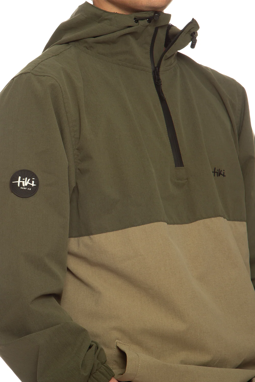 Tiki Barn Jacket In Olive Green & Stone - Image 4