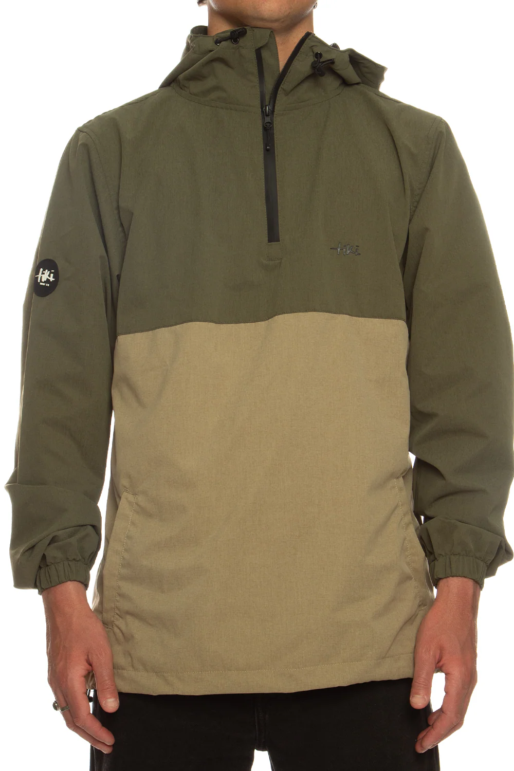 Tiki Barn Jacket In Olive Green & Stone - Image 5