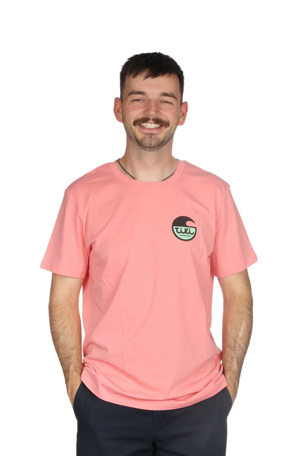 Tiki Surfboard Logo T-Shirt Logo Pink - Image 3